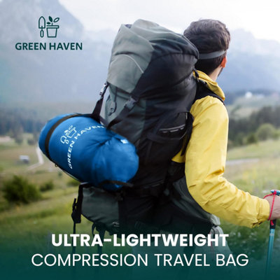 Green Haven 300gsm Sleeping Bag Blue Lightweight Waterproof 3 Season ...