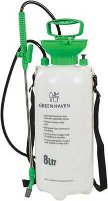 GREEN HAVEN 8 Litre Pump Action Garden Sprayer with Adjustable Stainless, Steel Sprayer and Carrying Strap