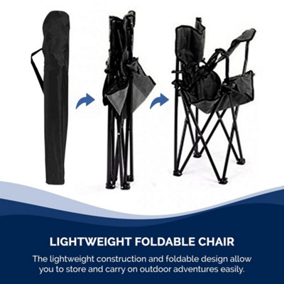 Green Haven Camping Folding Chair in Black Lightweight Chair with 600D ...