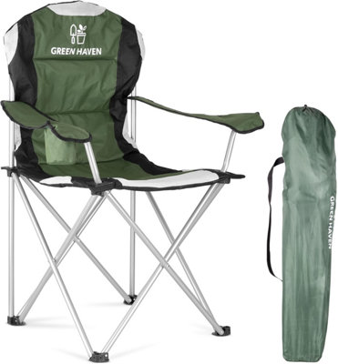 Green Haven Deluxe Padded Camping Chairs Heavy-Duty Folding Chair Hold up to 120kg Comfortable Beach & Camping Chairs
