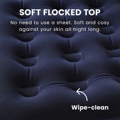 Green Haven Double Blow Up Airbed Inflatable Waterproof Mattress Comfortable Flocked Air Bed Lightweight & Easy to Store
