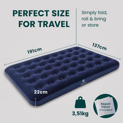 Green Haven Double Blow Up Airbed Inflatable Waterproof Mattress Comfortable Flocked Air Bed Lightweight & Easy to Store