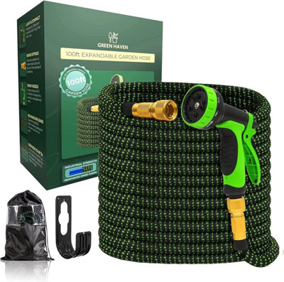 Green Haven Expandable Garden Hose 100ft Pro No Kink Hose