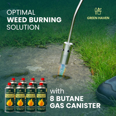 GREEN HAVEN Gas Powered Weed Burner with Auto Ignition, 8 Gas Canister ...