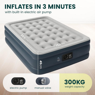 Green Haven King Size Air Bed with Built In Electric Pump Raised Waterproof Inflatable Mattress for Guests Camping Indoor Outdoor