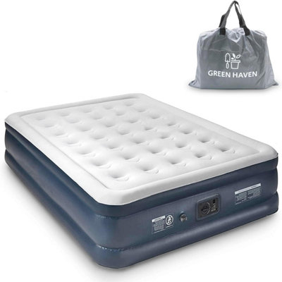 Green Haven King Size Air Bed with Built In Electric Pump Raised Waterproof Inflatable Mattress for Guests Camping Indoor Outdoor