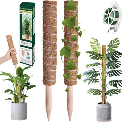 Green Haven Plant Support 16" 2 Pack Moss Poles for Monstera Extendable  Coco Coir Climbing Plant