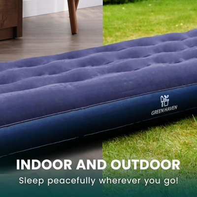 Green Haven Single Blow Up Air Bed Lightweight Inflatable Camping