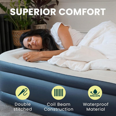 Green Haven Single Inflatable Bed Built In Pump Raised Mattress Camping ...