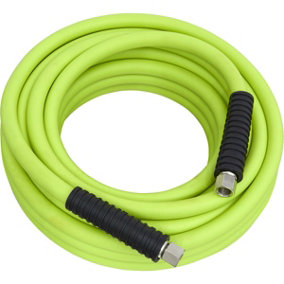 Green High-Vis Hybrid Air Hose with 1/4 Inch BSP Unions - 10 Metres - 8mm Bore