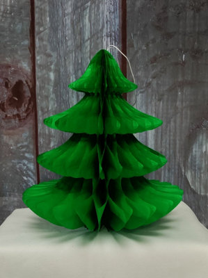 Green Honeycomb Paper Christmas Tree Wedding Decoration Hanging Tree 30cm