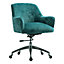 Green Ice Velvet Upholstered Swivel Office Chair Desk Chair with Armrest