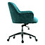 Green Ice Velvet Upholstered Swivel Office Chair Desk Chair with Armrest
