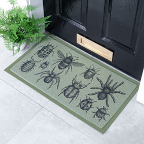 Green Insect Pattern Indoor & Outdoor Doormat - 70x40cm