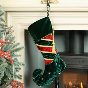 Green Jingle Bell Luxury Velvet Christmas Stocking