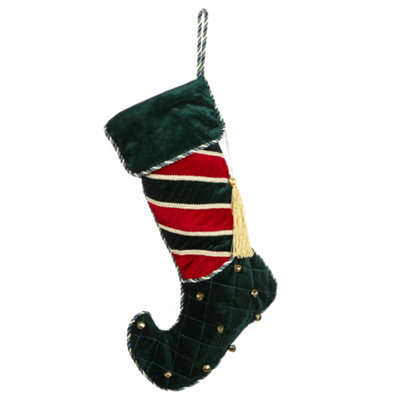 Green Jingle Bell Luxury Velvet Xmas Tree Decoration Christmas Gift Bag Christmas Stocking
