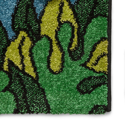 Green Kids Rug, Animal Graphics Pictorial Rug, Modern Rug, Stain-Resistant Rug for Bedroom, & Dining Room-120cm X 170cm