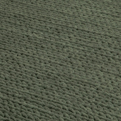 Green Knitted Large Wool Rug 160 x 230cm