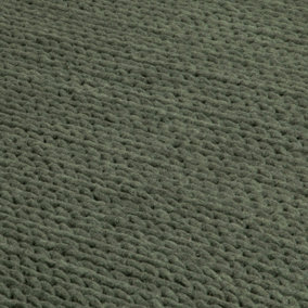 Green Knitted Large Wool Rug 160 x 230cm