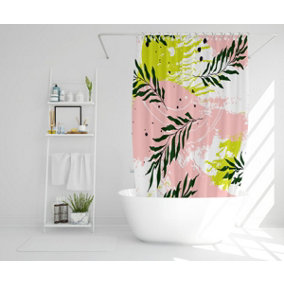 Green Leaves on Brush Strokes (Shower Curtain) / Default Title