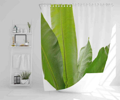 Green Leaves On White Shower Curtain / Default Title Price Comparisons | Compare The Build