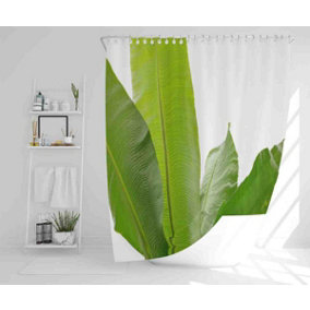 Green Leaves On White Shower Curtain / Default Title