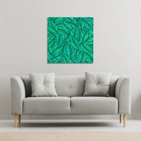 Green Leaves Pattern (Canvas Print) / 101 x 101 x 4cm