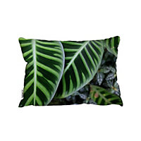 Green Leaves With White And Yellow Structure In Exotic Jungle Setting (Cushion) / 30cm x 45cm