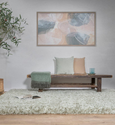 Green Luxurious , Modern , Plain , Shaggy Easy to Clean Rug for Living Room, Bedroom - 120cm X 170cm