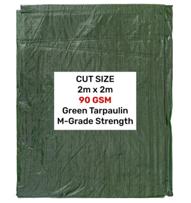 Green M-Grade Tarpaulin 2m x 2m