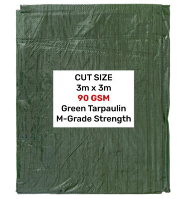 Green M-Grade Tarpaulin 3m x 3m