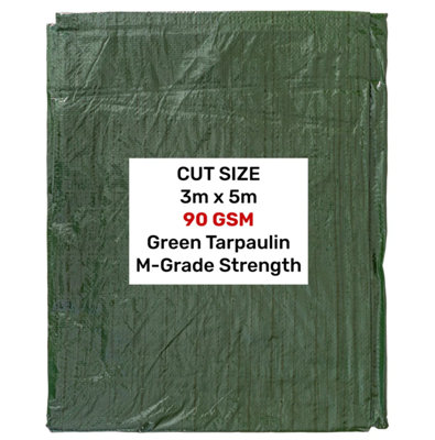 Green M-Grade Tarpaulin 3m x 5m
