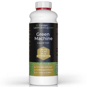 Green Machine Lawn Feed - Liquid Iron Sulphate for Lawns with Nitrogen - 1L Fertiliser