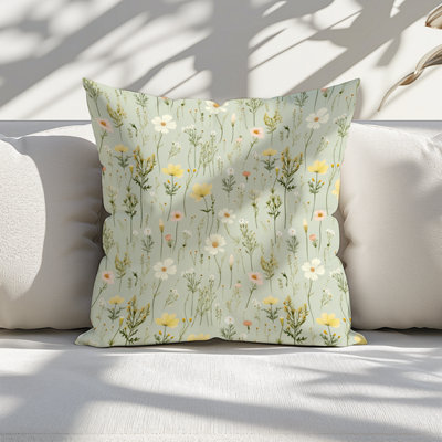 Green Meadow Printed Faux Suede Cushion 45cm x 45cm