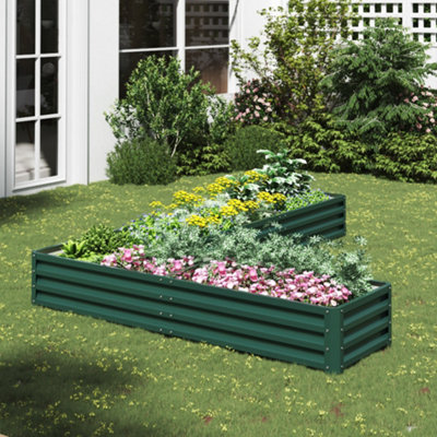 Green Metal Raised Garden Bed L Shaped  Raised Garden Bed for Plants