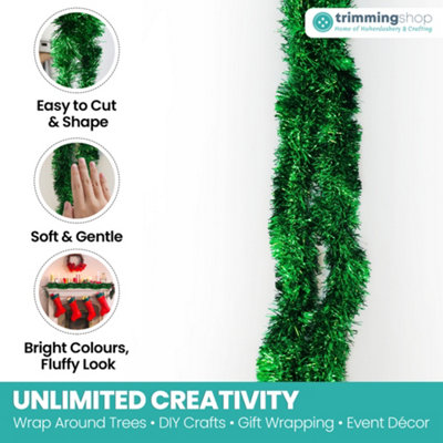 Green Metallic Shiny Christmas Tinsel Garland for Xmas Tree & Home ...
