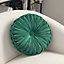 Green Modern Round Pumpkin Pleated Velvet Throw Pillow Sofa Cushion Dia 35 cm