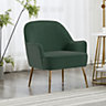 Green Modern Velvet Armchair with Gold Plated Feet