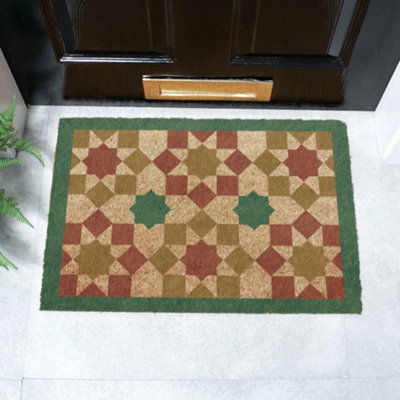 Green Moroccan Tile Pattern Doormat (60 x 40cm)