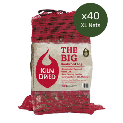 Green Olive Firewood Co Big Hardwood Kiln Bag 40 Jumbo XL Net Bags