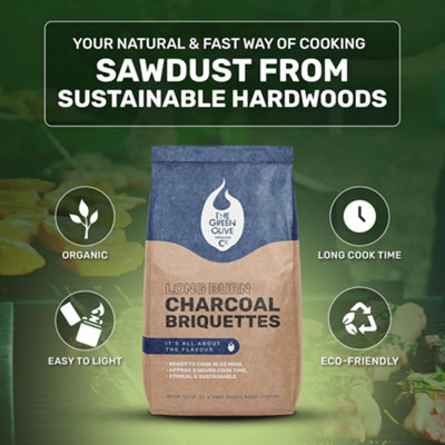 Green Olive Firewood Co Long Burn BBQ Charcoal Briquettes 20kg