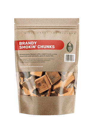 Green Olive Firewood Co Oak Brandy Smoking Chunks 5L