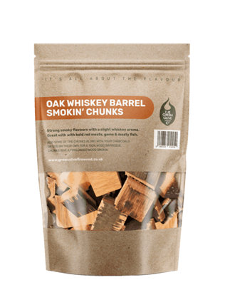 Green Olive Firewood Co Oak Whiskey Barrel Smoking Chunks 5L DIY at B&Q