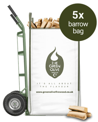 Green Olive Firewood Co Premium Heat Kiln Dried Hardwood Logs - 5 Bulk Barrow Bags