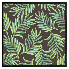Green palm leaves (Picutre Frame) / 24x24" / Black
