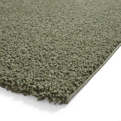 Green Plain 25mm Thick Anti-Shed Rug for Bedroom, Living, & Dining Room ...