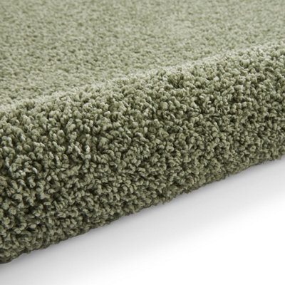 Green Plain 25mm Thick Anti-Shed Rug for Bedroom, Living, & Dining Room ...