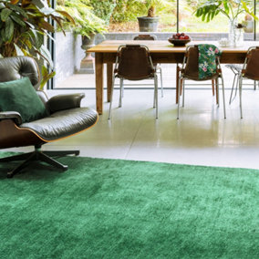Green Plain Modern Easy to clean Rug for Dining Room Bed Room and Living Room-200cm X 290cm