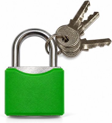 Green Plastic Covered Padlock 40mm with 3 Keys, Keyed Lock for Locker ...