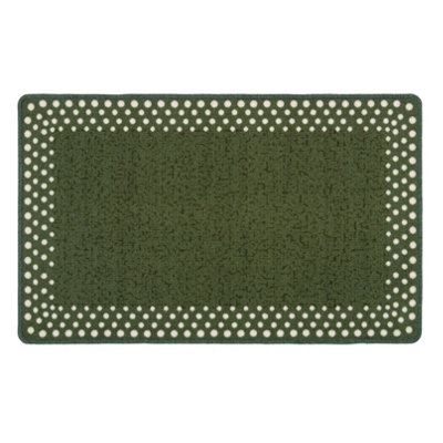 Green Polka Dot Bordered Non Slip Washable Kitchen Utility Mat 120x160cm